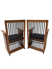 Two Art Deco Modernist High Back Armchairs by Architect Caspers, 1920s
